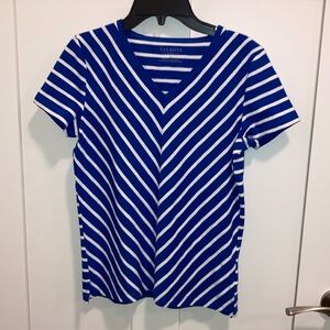 Petite NWT blue and white short sleeves top. Talbots.